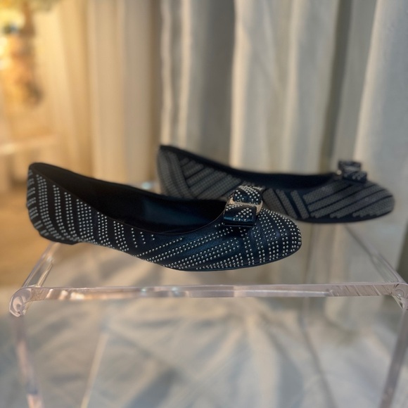Salvatore Ferragamo Black Flats with Silver Accents - Picture 4 of 7